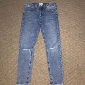 forever 21 mid-wash distressed skinny jeans